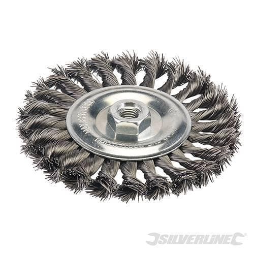 Spazzola a filo ritorto a rotella ideale per smerigliatrici angolari prezzo in offerta Silverline