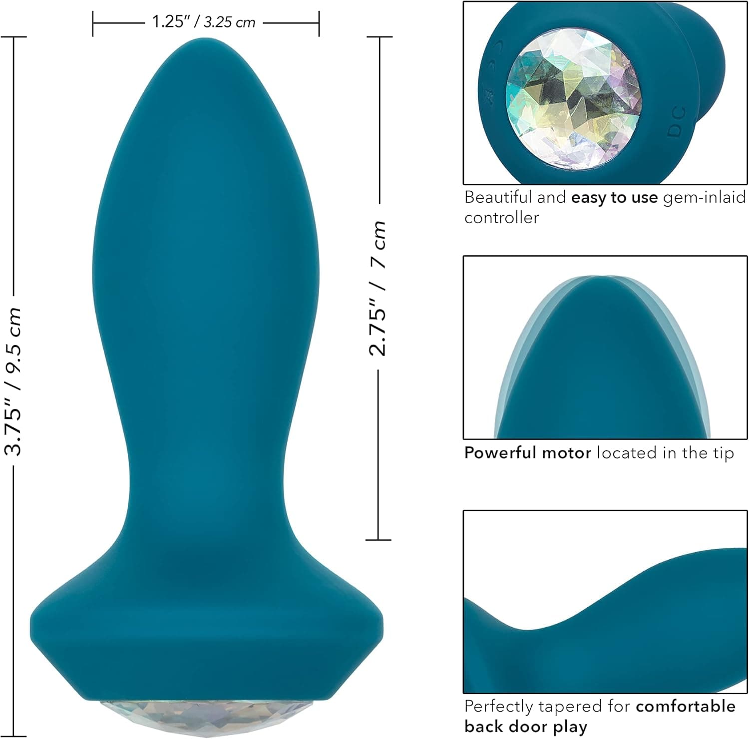 Plug Anale Power Gem Calexotics 10 funzioni intense silicone 9,5/7 cm USB IPX7 in prodotto Erosdom - Palmi, commercioVirtuoso.it