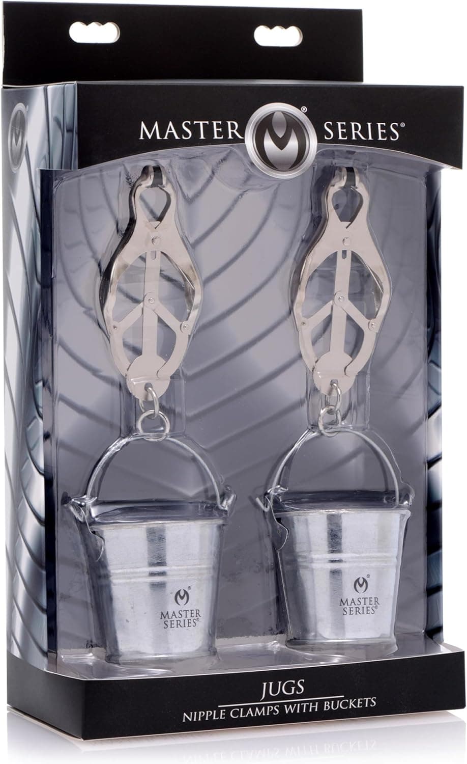 Pinze per capezzoli con secchi Master series argento in metallo BDSM Bondage in prodotto Erosdom - Palmi, commercioVirtuoso.it