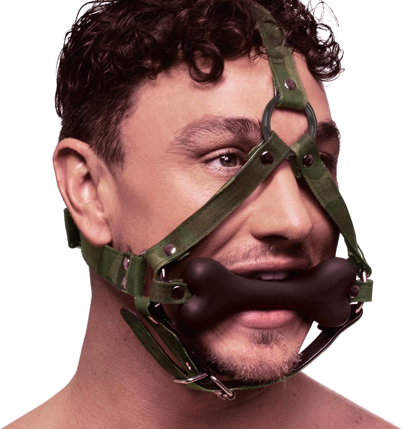 Morso con osso Camo Bone Gag pesante fetish bondage bit pelle PU regolabile BDSM in prodotto Erosdom - Palmi, commercioVirtuoso.it