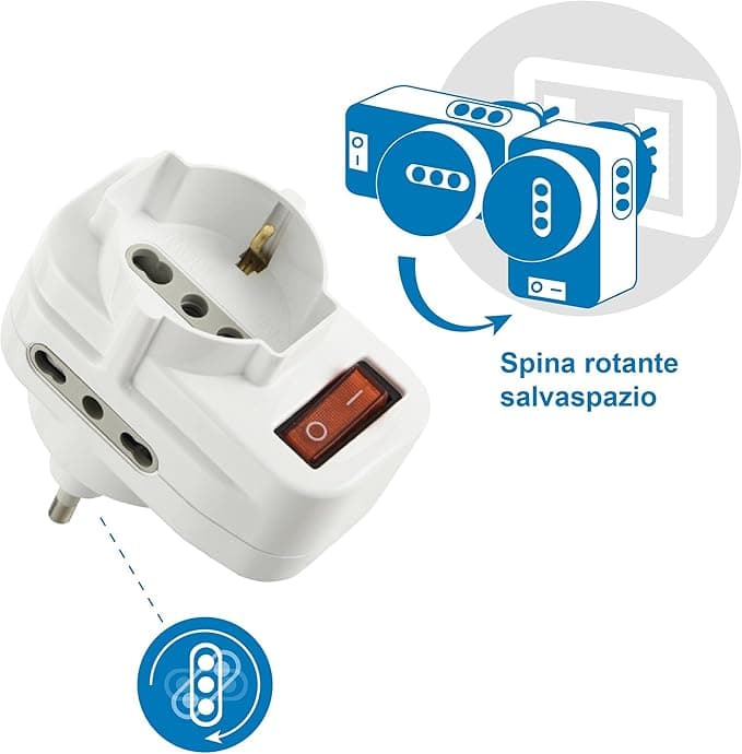 ELECTRALINE - ADATTATORE C/INTERRUTT. E SPINA ROTANTE in Multiprese Stockdoc - Terni, commercioVirtuoso.it