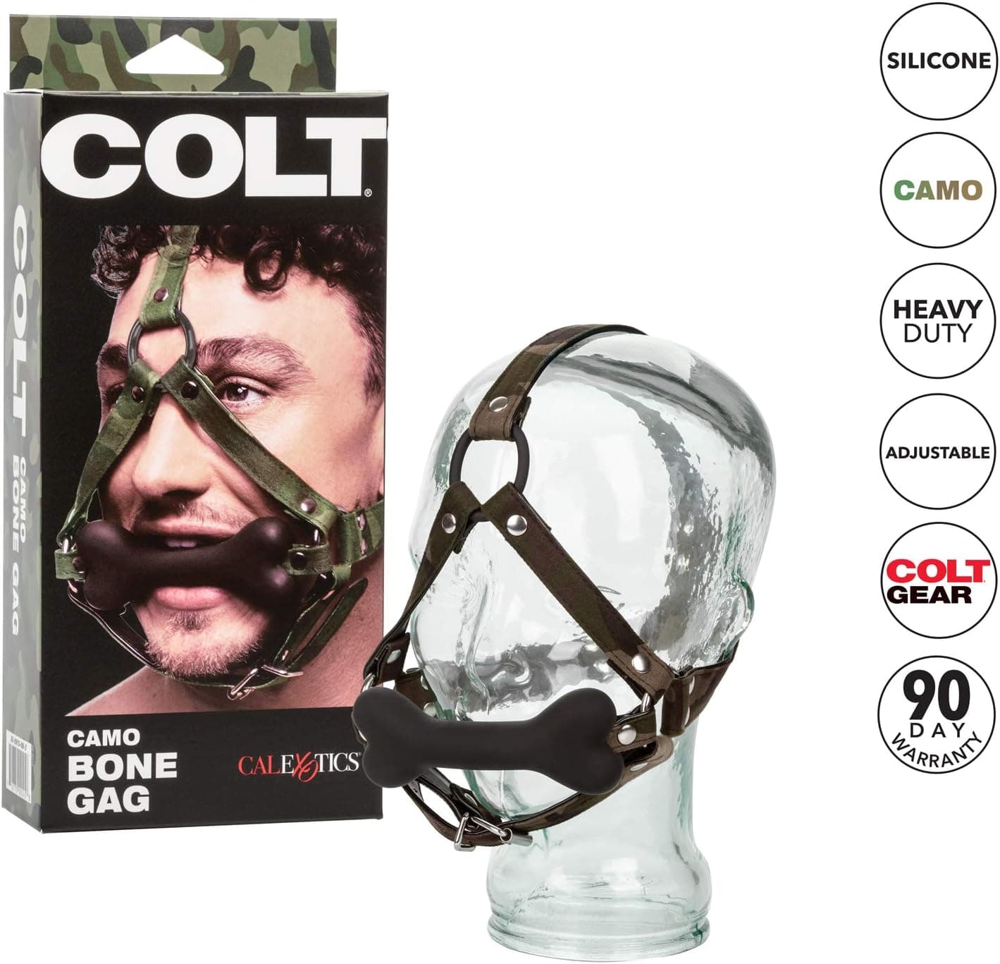 Morso con osso Camo Bone Gag pesante fetish bondage bit pelle PU regolabile BDSM in prodotto Erosdom - Palmi, commercioVirtuoso.it