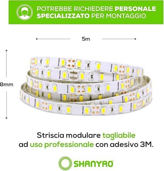 SHANYAO - SET 5 MT STRIP LED P&P 1584 LUM.L.N in Nastri LED Stockdoc - Terni, commercioVirtuoso.it