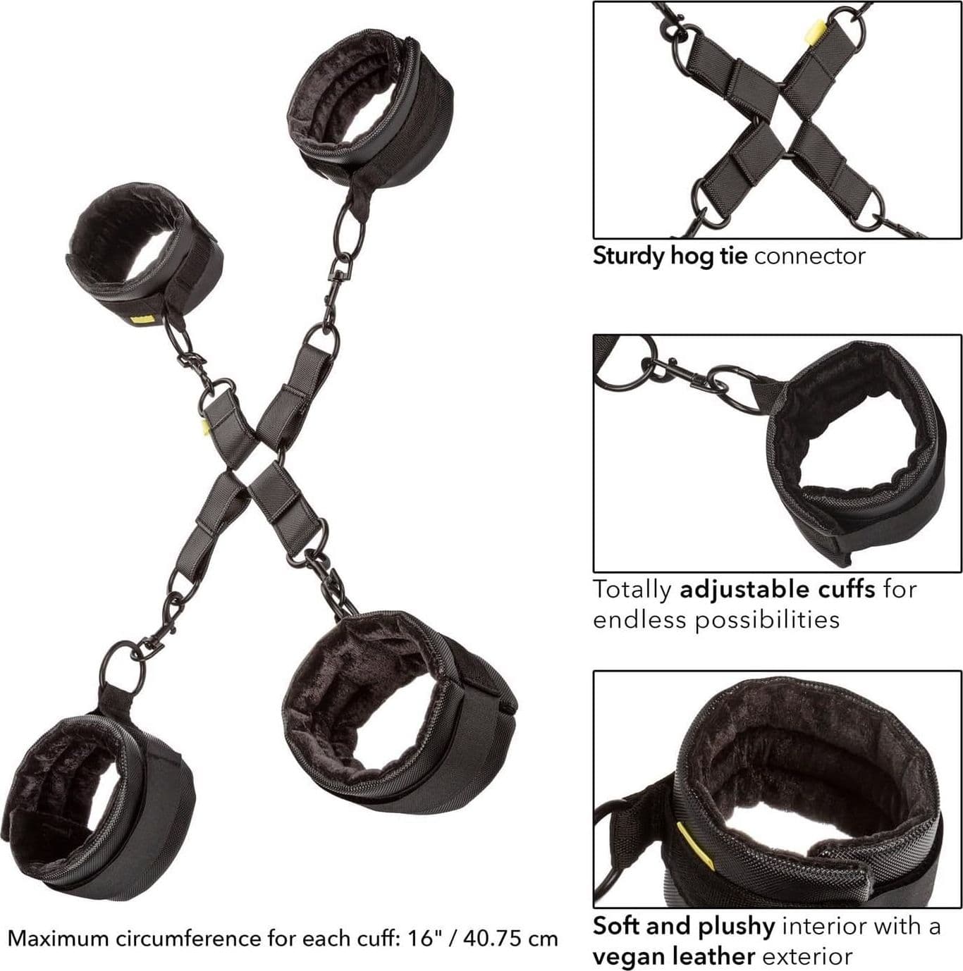 Sistema di blocco bondage mani piedi manette cavigliere nero Pelle regolabile in prodotto Erosdom - Palmi, commercioVirtuoso.it