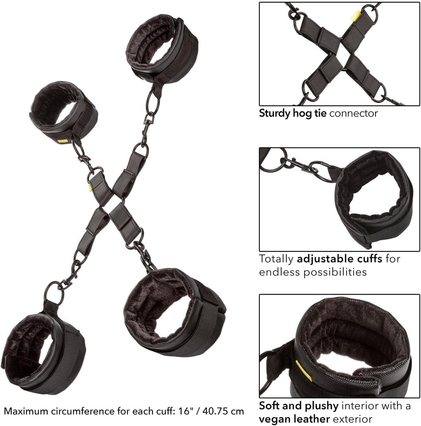 Sistema di blocco bondage mani piedi manette cavigliere nero Pelle regolabile in prodotto Erosdom - Palmi, commercioVirtuoso.it