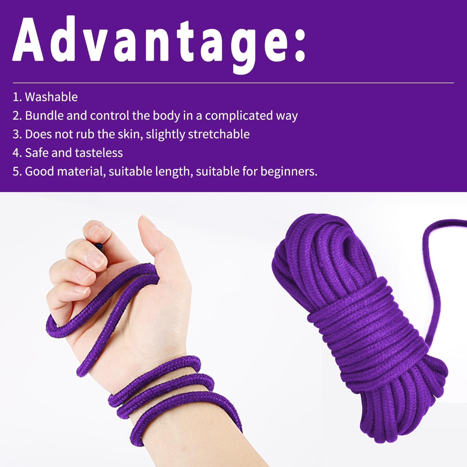 Corda bondage in morbido cotone viola 10 metri latetobed lavabile in prodotto Erosdom - Palmi, commercioVirtuoso.it