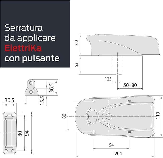 CISA - ELETTRIKA 1A731-00-0 ELETTROSERRATURA PER CANCELLO A BATTENTE REVERSIBILE DX-SX CON PULSANTE E CILINDRO in Serrature a incastro Stockdoc - Terni, commercioVirtuoso.it