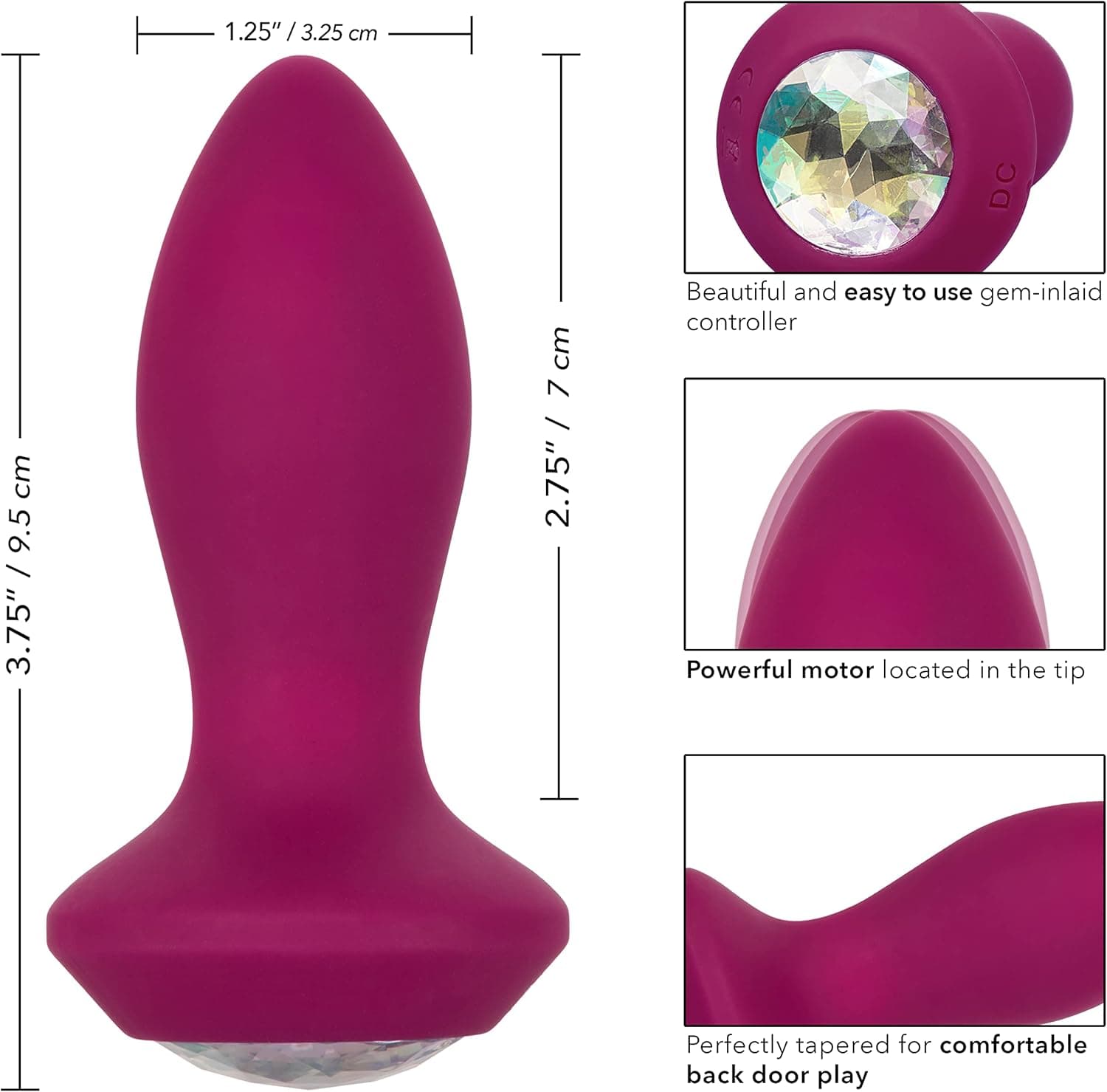 Power gem plug anale vibro 9,5 cm motore in punta viola ricaricabile silicone in prodotto Erosdom - Palmi, commercioVirtuoso.it