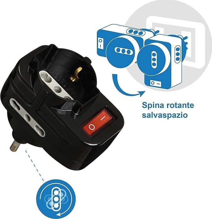 ELECTRALINE - ADATT.C/INTER 1P SCHUKO/BIV SPINA ROTANT in Adattatori da viaggio Stockdoc - Terni, commercioVirtuoso.it