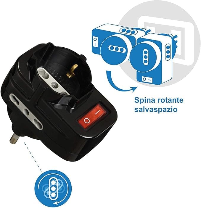 ELECTRALINE - ADATT.C/INTER 1P SCHUKO/BIV SPINA ROTANT in Adattatori da viaggio Stockdoc - Terni, commercioVirtuoso.it