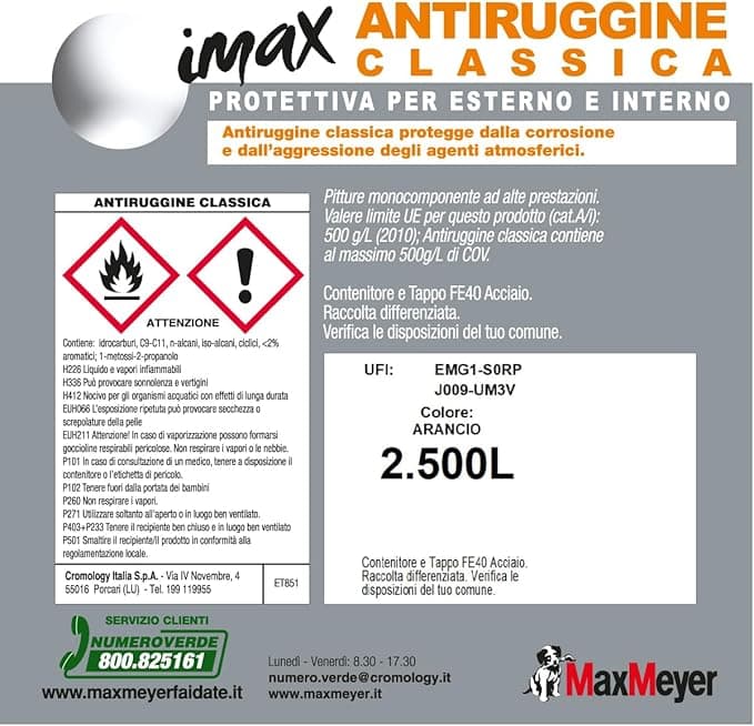 MAX MEYER - ANTIRUGGINE CLASSICO ARANCIONELT 2,5 in Vernice a spray Stockdoc - Terni, commercioVirtuoso.it