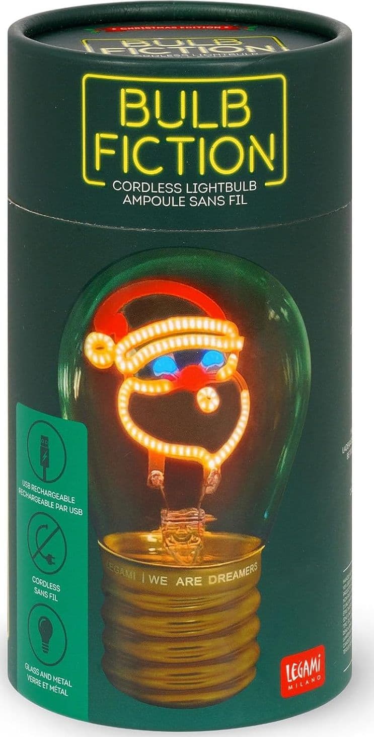 Legami Lampada da Tavolo a forma di Lampadina, For Indoor Use Only, Ricaricabile con Cavo USB, Senza Fili, Tema Santa Claus in Lampadari Cartoleria Deja Vu - Crotone, commercioVirtuoso.it