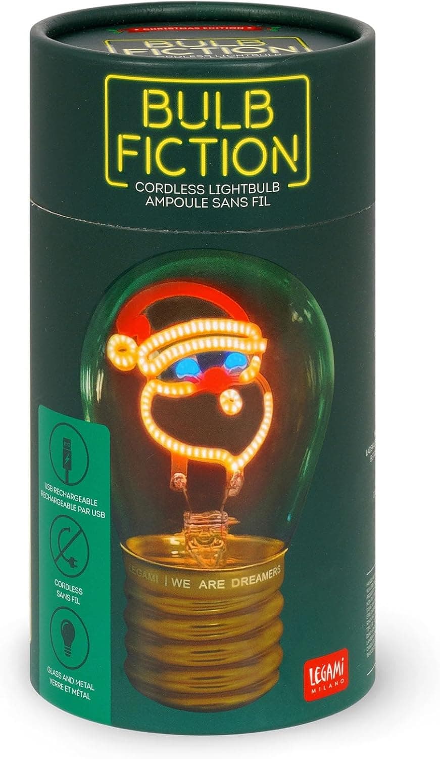 Legami Lampada da Tavolo a forma di Lampadina, For Indoor Use Only, Ricaricabile con Cavo USB, Senza Fili, Tema Santa Claus in Lampadari Cartoleria Deja Vu - Crotone, commercioVirtuoso.it