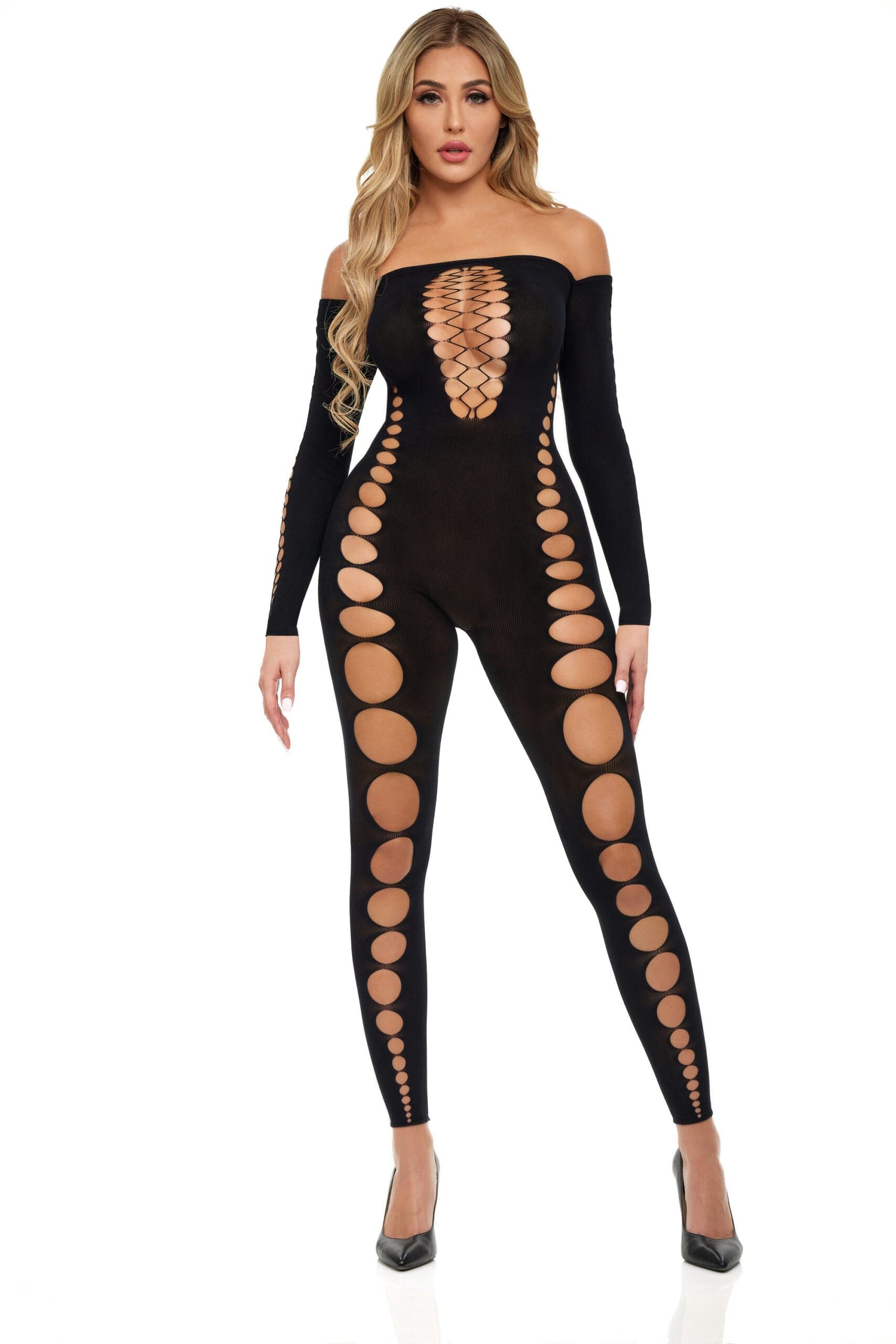 Sexy Tutina Premium Bodystocking Catsuit One Size taglie comode intimo rete nera in prodotto Erosdom - Palmi, commercioVirtuoso.it