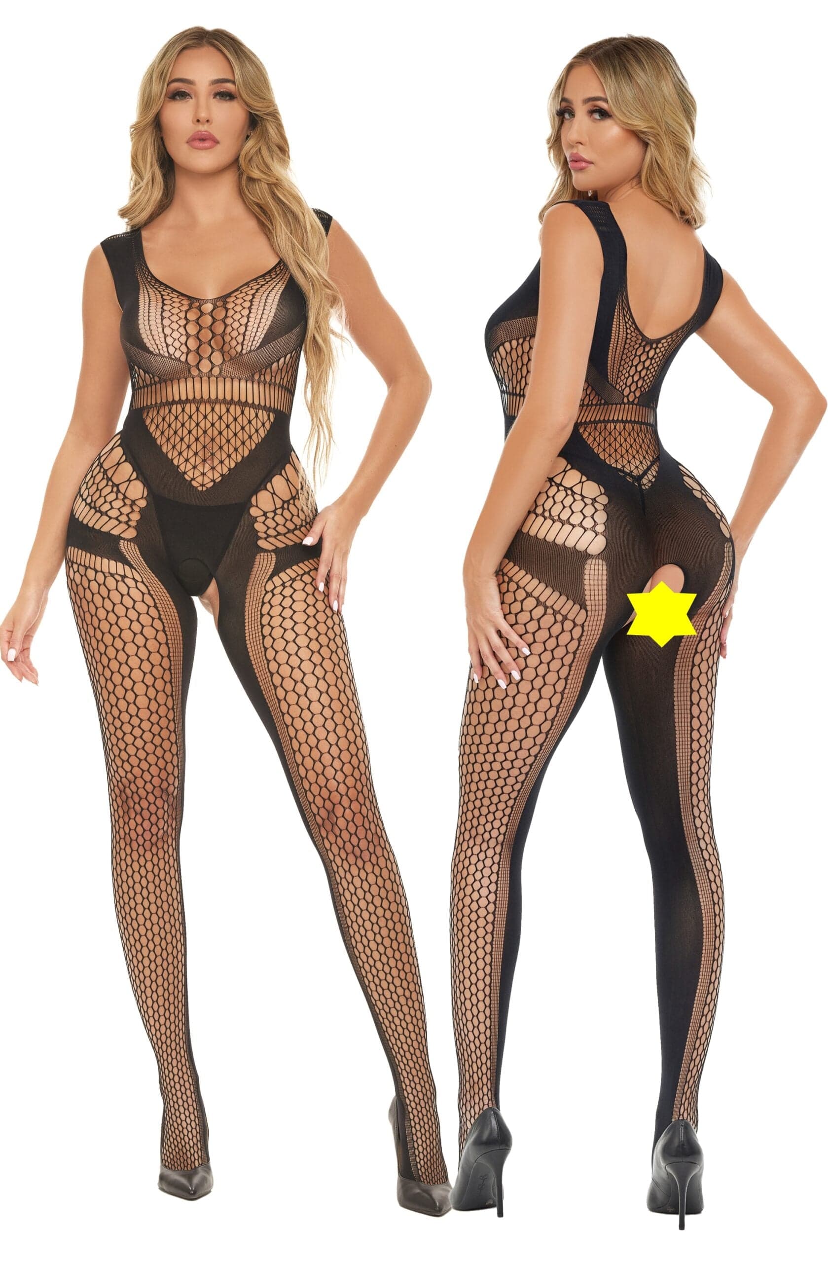Sexy Tutina Premium aperto al cavallo Bodystocking Catsuit One size M/L nero in prodotto Erosdom - Palmi, commercioVirtuoso.it