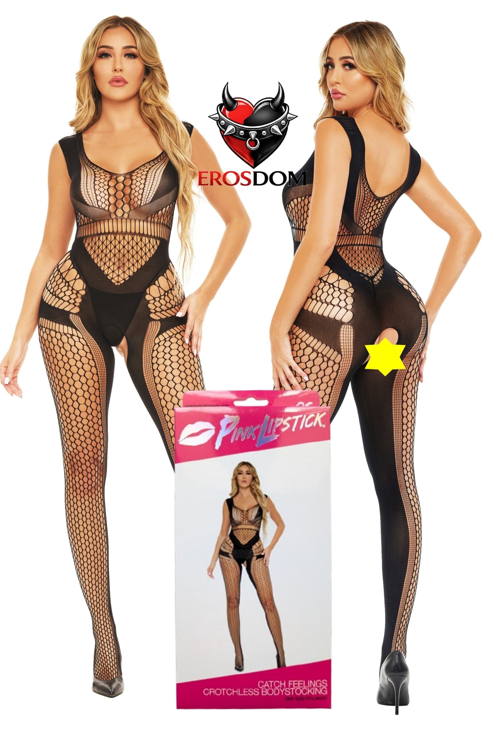 Sexy Tutina Premium aperto al cavallo Bodystocking Catsuit One size M/L nero in prodotto Erosdom - Palmi, commercioVirtuoso.it
