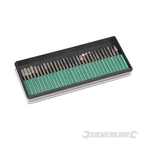 Set 30 pz di Frese Diamantate grana 150 Gambo 3.17 mm Silverline