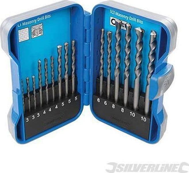 Set di punte da trapano in TCT per muratura 3 - 10 mm Silverline 15 pz in Set punte per trapani Eternal Brico - Ariano Irpino, commercioVirtuoso.it
