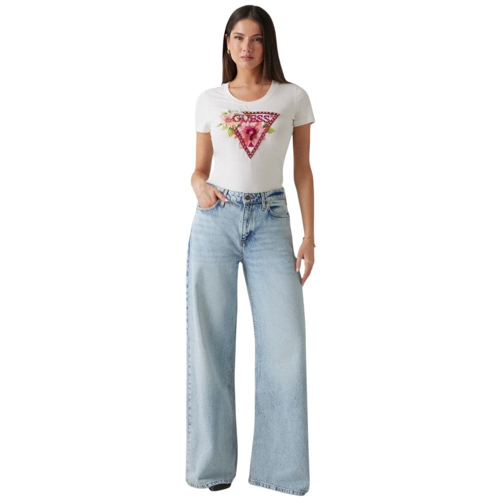 Guess t-shirt bianco crema W5GI10 J1314 G012 T-shirt Guess