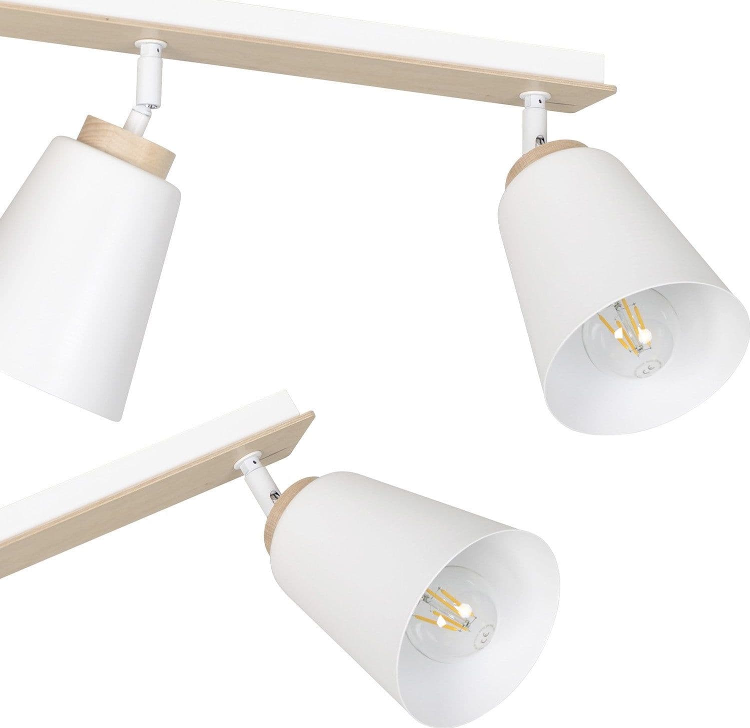 Plafoniera Spot Faretti Orientabili 2 Luci Atlas Acciaio Bianco E Legno Naturale in Faretti da soffitto LuceArt - Montecorvino Pugliano, commercioVirtuoso.it