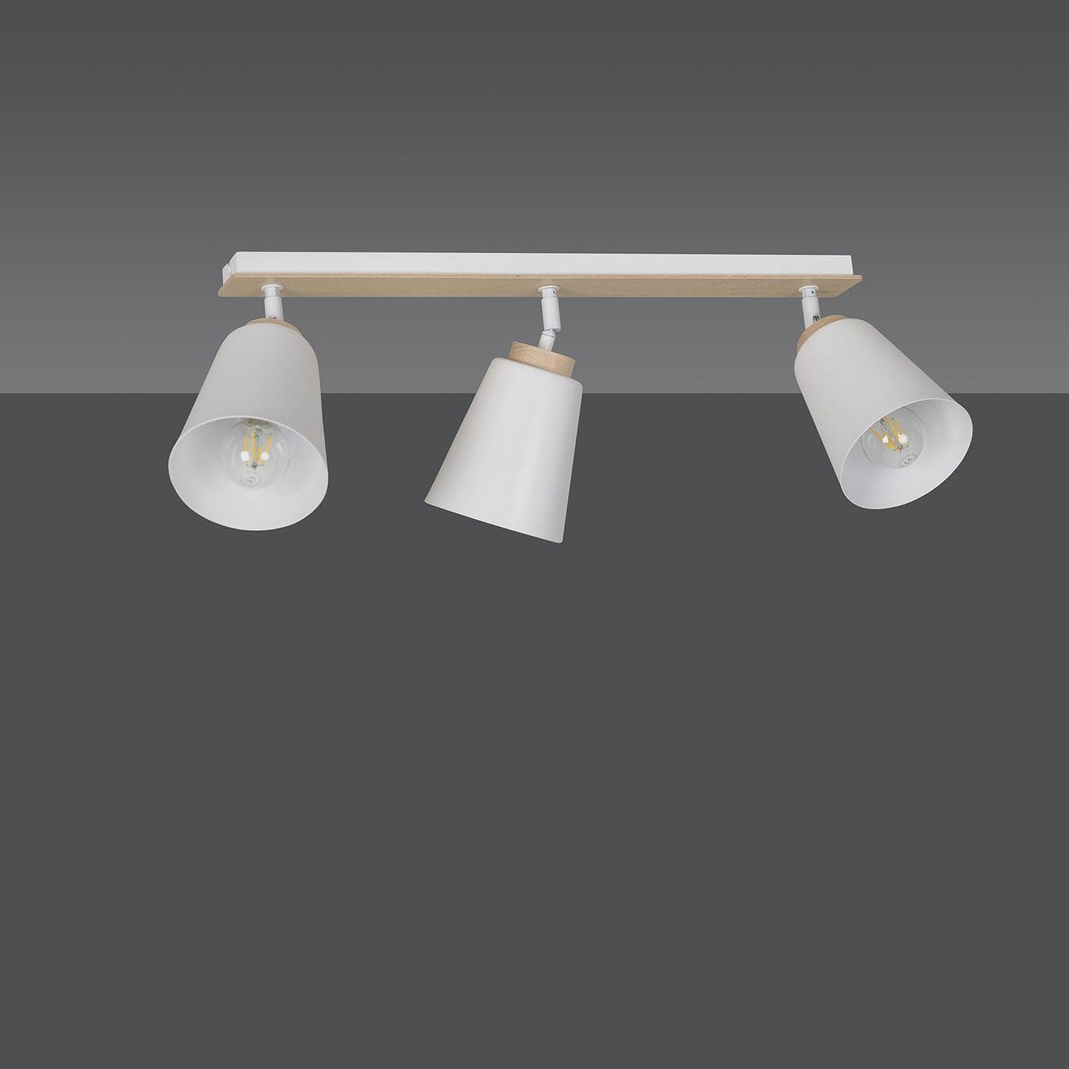 Plafoniera Spot Faretti Orientabili 3 Luci Atlas Acciaio Bianco E Legno Naturale in Faretti da soffitto LuceArt - Montecorvino Pugliano, commercioVirtuoso.it