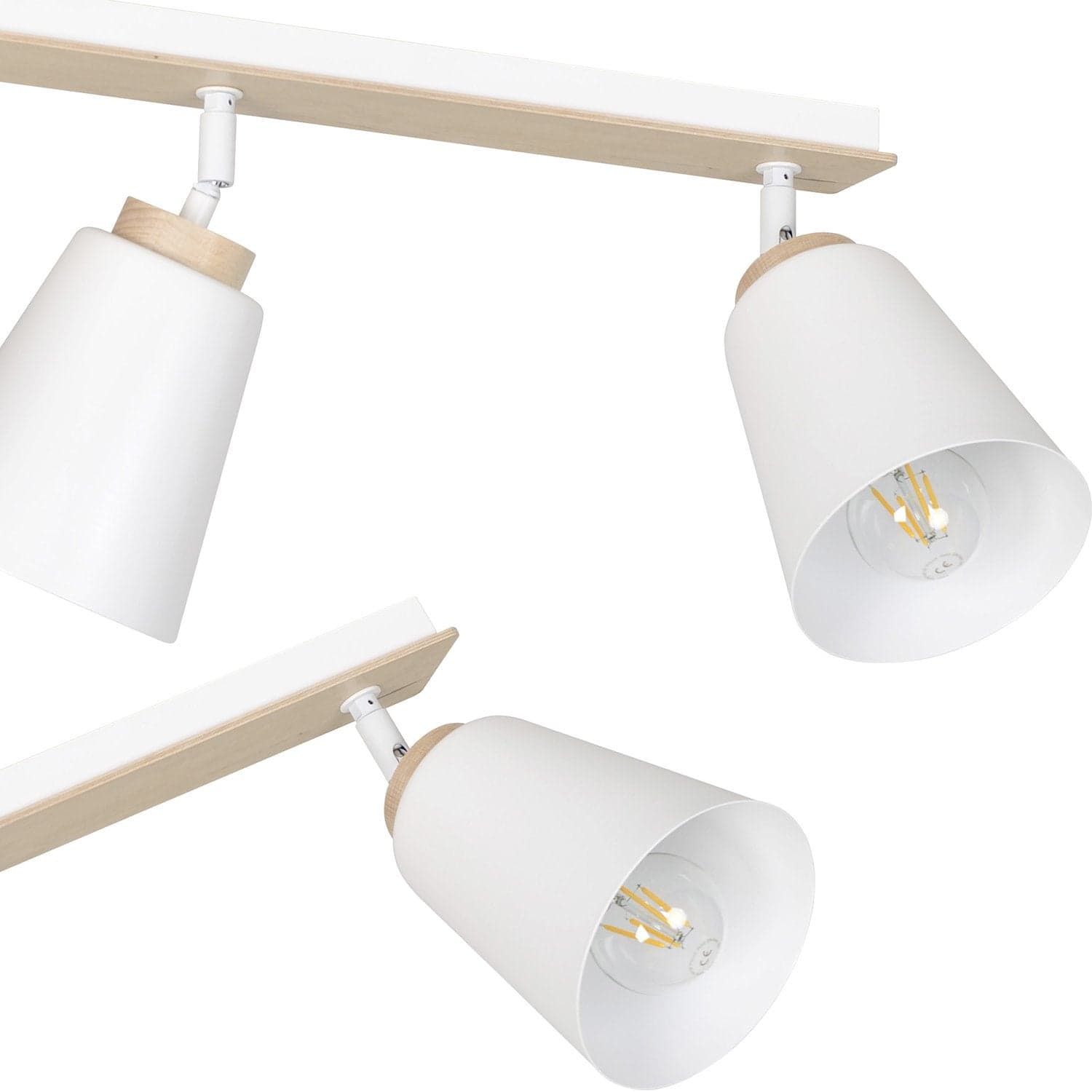 Plafoniera Spot Faretti Orientabili 3 Luci Atlas Acciaio Bianco E Legno Naturale in Faretti da soffitto LuceArt - Montecorvino Pugliano, commercioVirtuoso.it