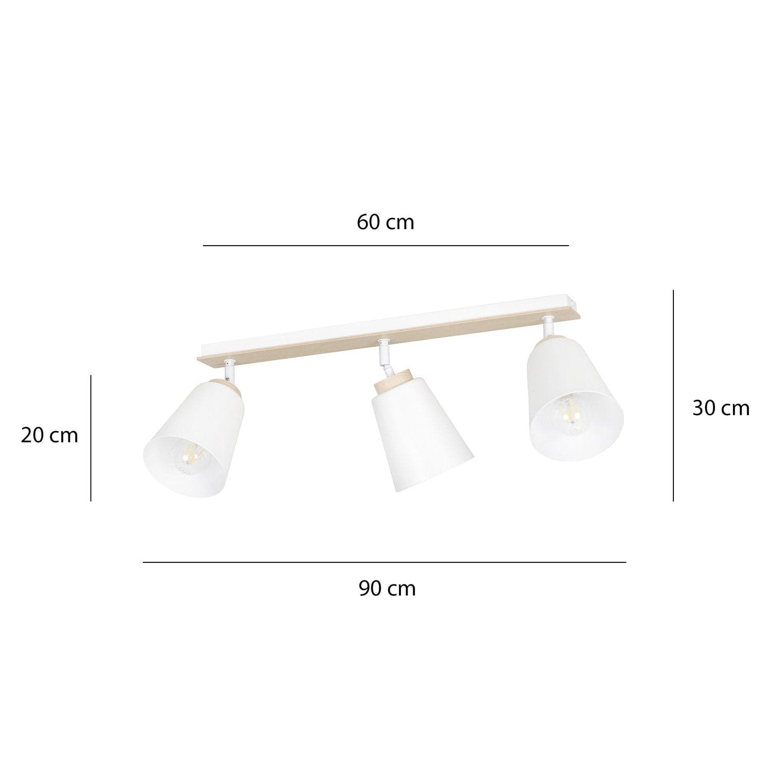 Plafoniera Spot Faretti Orientabili 3 Luci Atlas Acciaio Bianco E Legno Naturale in Faretti da soffitto LuceArt - Montecorvino Pugliano, commercioVirtuoso.it