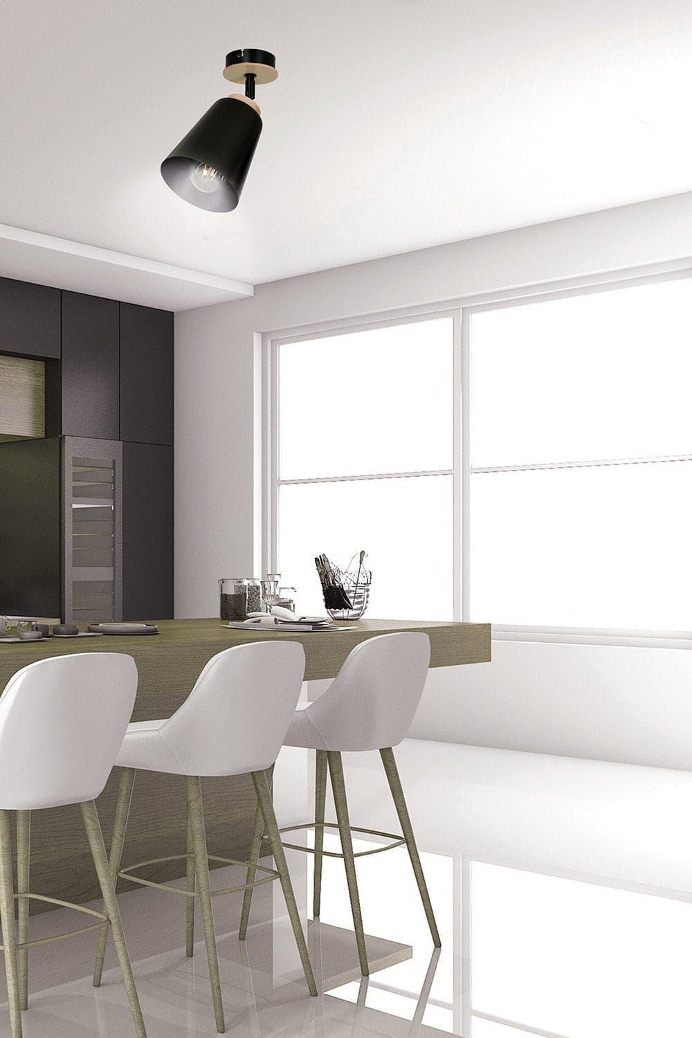 Plafoniera A Faretto Spot 1 Luce In Acciaio Nero E Legno Naturale in Faretti da soffitto LuceArt - Montecorvino Pugliano, commercioVirtuoso.it
