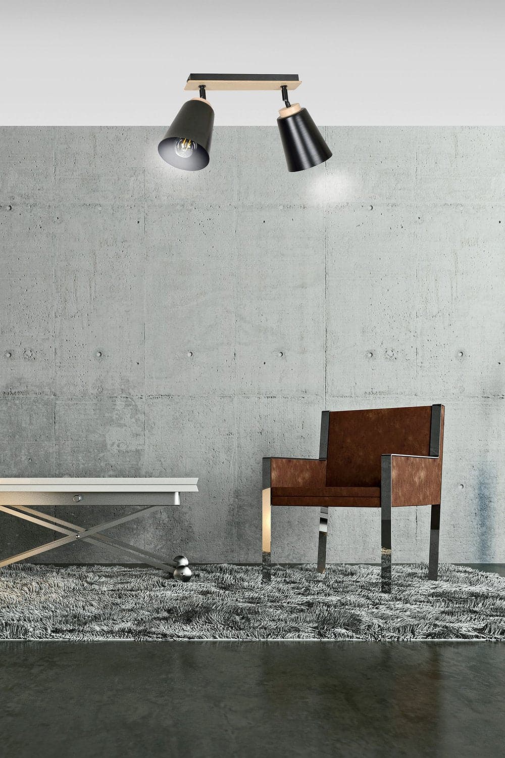 Plafoniera Faretti Spot Orientabili 2 Luci Atlas Acciaio Nero E Legno Naturale in Faretti da soffitto LuceArt - Montecorvino Pugliano, commercioVirtuoso.it