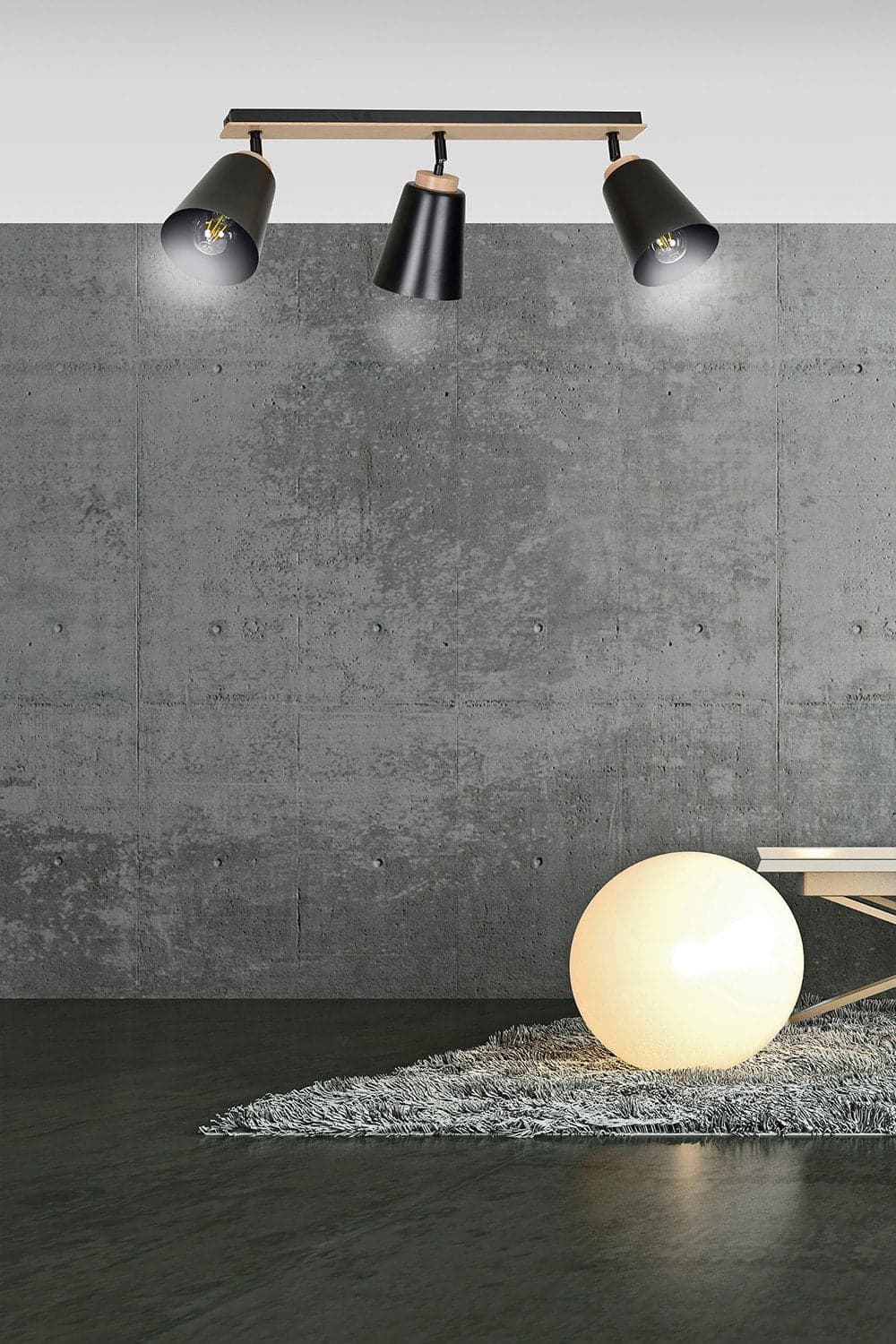 Plafoniera Faretti Spot Orientabili 3 Luci Atlas Acciaio Nero E Legno Naturale in Faretti da soffitto LuceArt - Montecorvino Pugliano, commercioVirtuoso.it