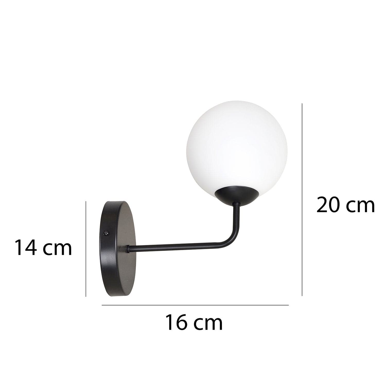 Applique Moderna 1 Luce Selbi In Acciaio Nero E Sfera In Vetro Opale in Applique LuceArt - Montecorvino Pugliano, commercioVirtuoso.it