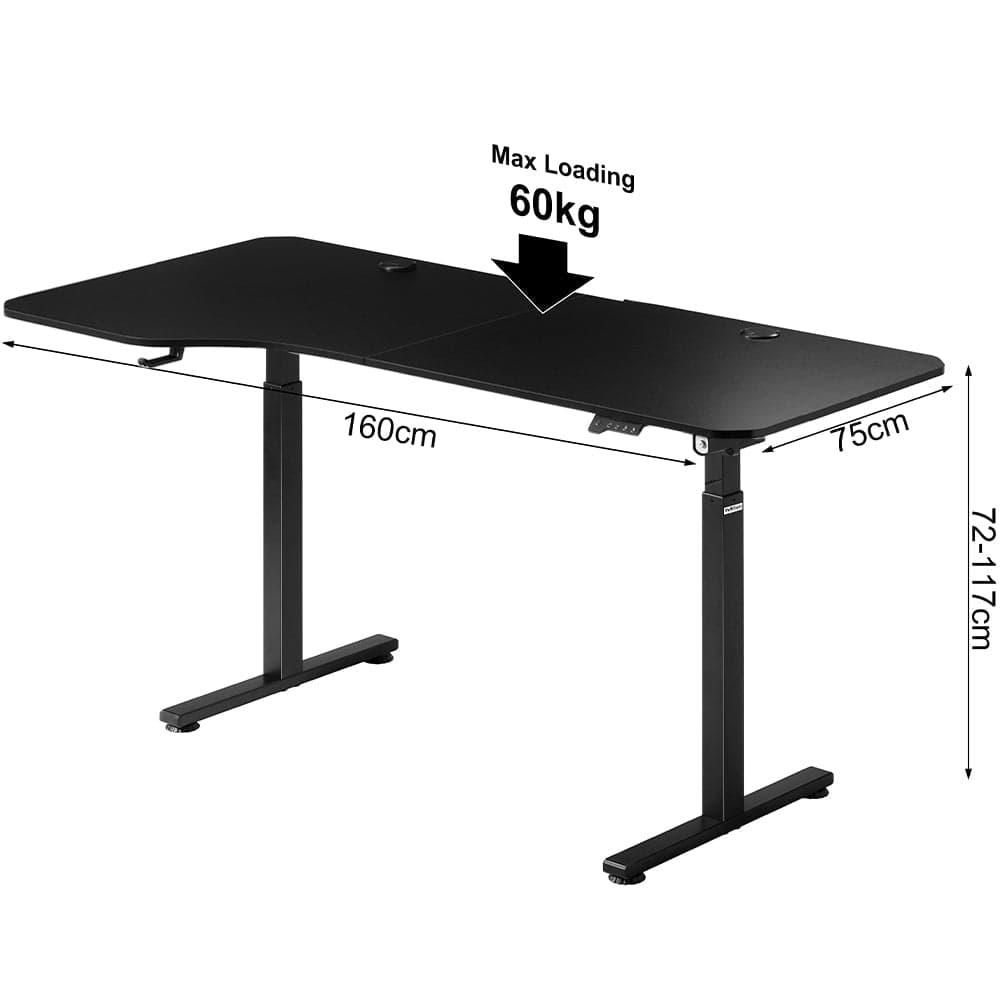 Scrivania con Regolazione Altezza 160x75 H 72-117cm Elettrica Comandi Touch Nero in Scrivanie Danyx - Casoria, commercioVirtuoso.it
