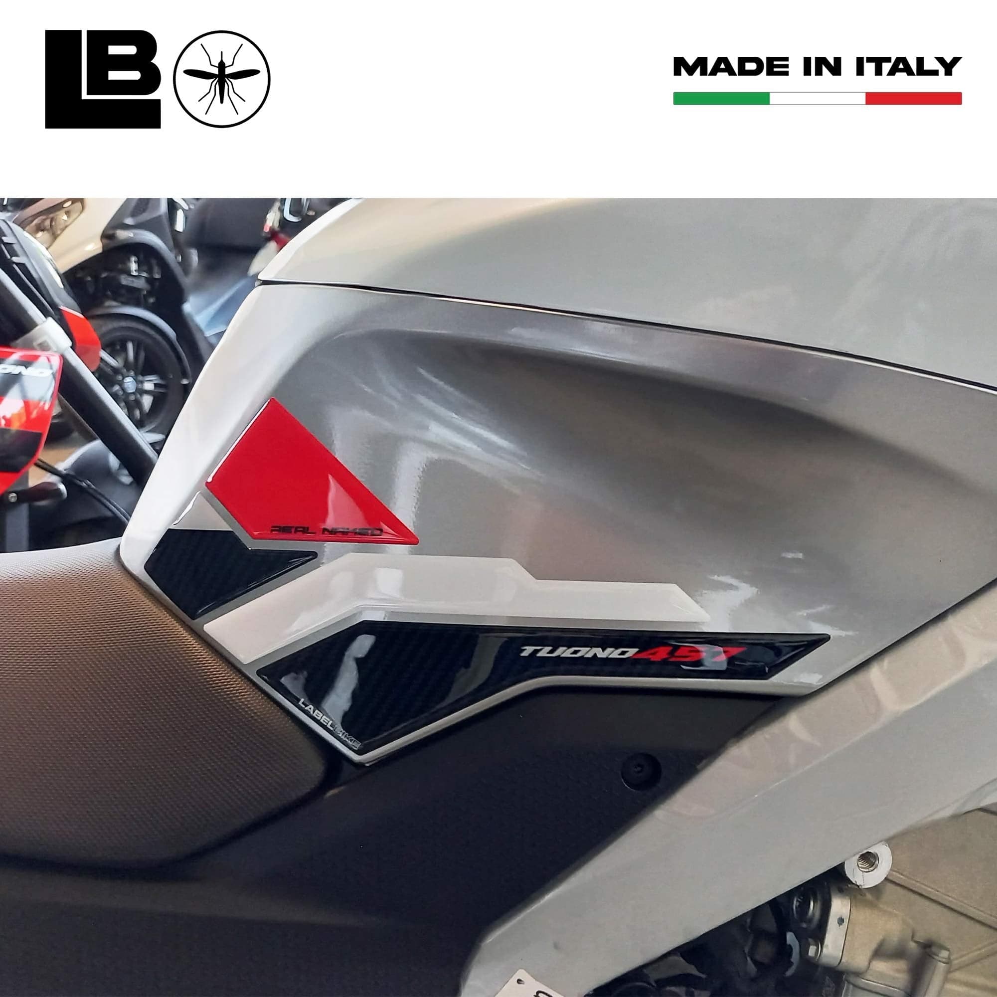 Adesivi Gel 3D Protezioni Laterali moto compatibili con Aprilia Tuono 457 2025 in Decalcomanie adesivi e magneti LabelBike - Bibbiano, commercioVirtuoso.it