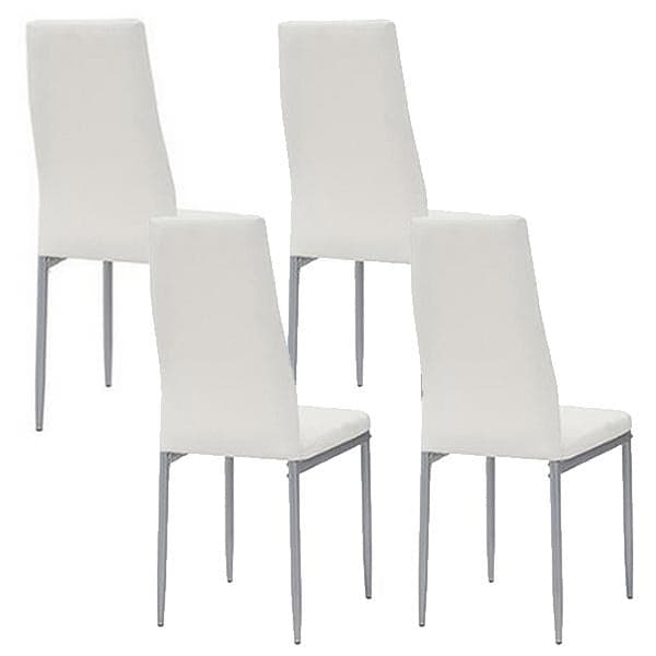 Sedia Moderna 4pz Metallo Verniciato Pelle Ecologica Sala Pranzo Cucina Bianco in Sedie Danyx - Casoria, commercioVirtuoso.it