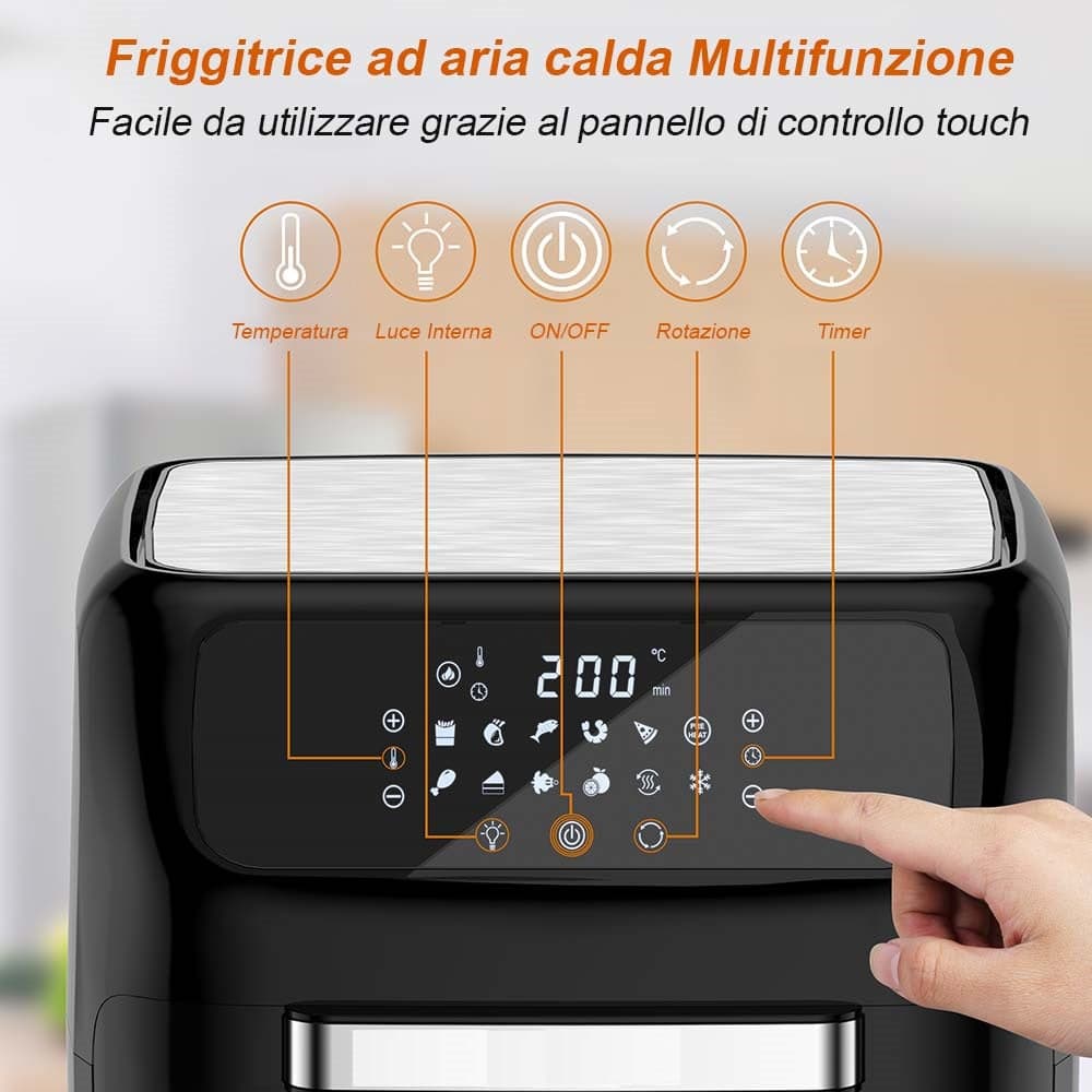 Forno Friggitrice Ad Aria 12Lt Digitale 1800W Timer 12 Programmi Senza Olio Led in Friggitrici Danyx - Casoria, commercioVirtuoso.it