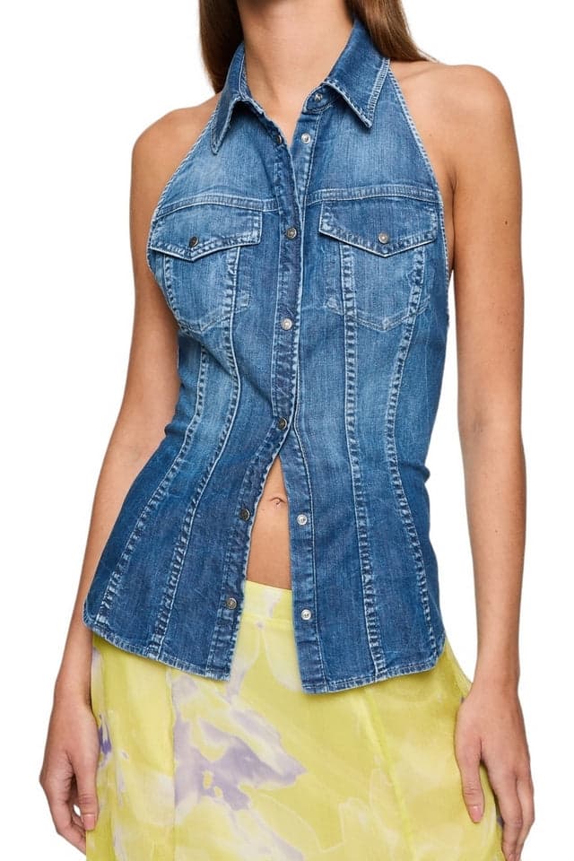 Dondup Camicie Denim medio da donna in Bluse e camicie Drestige - Casamassima, commercioVirtuoso.it