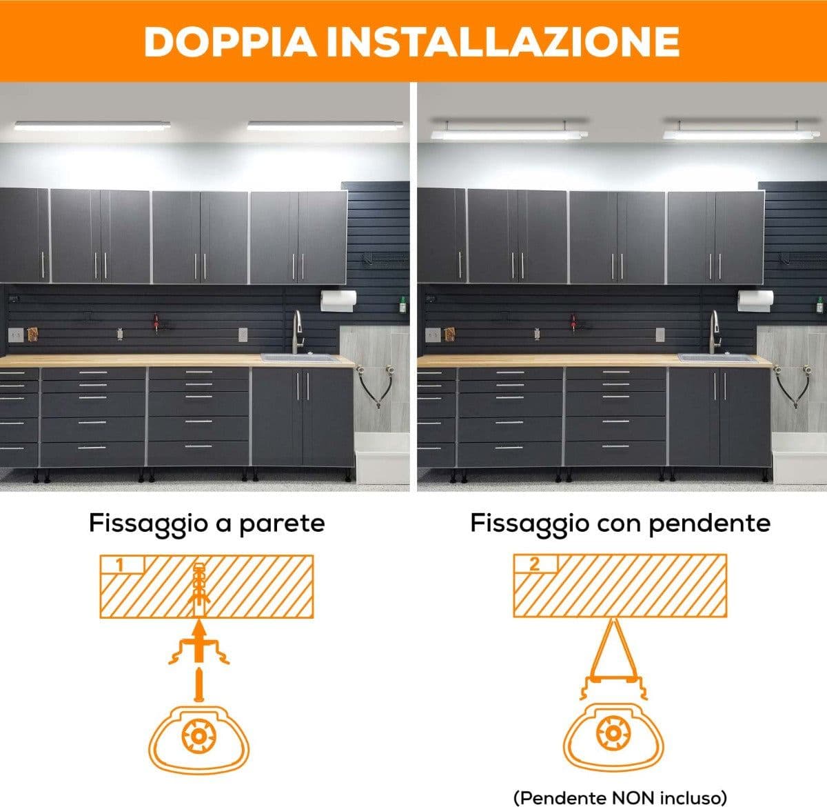 SHANYAO - PLAFONIERA STAGNA LYDIA 120CM 36W N in Plafoniere Stockdoc - Terni, commercioVirtuoso.it