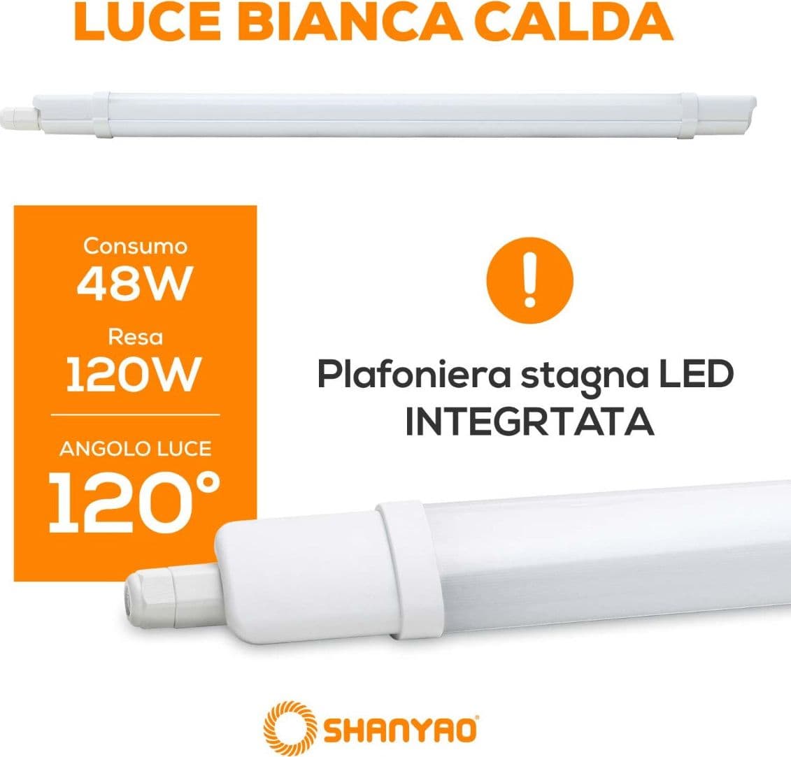 SHANYAO - PLAFONIERA STAGNA LYDIA 150CM 48W C in Plafoniere Stockdoc - Terni, commercioVirtuoso.it