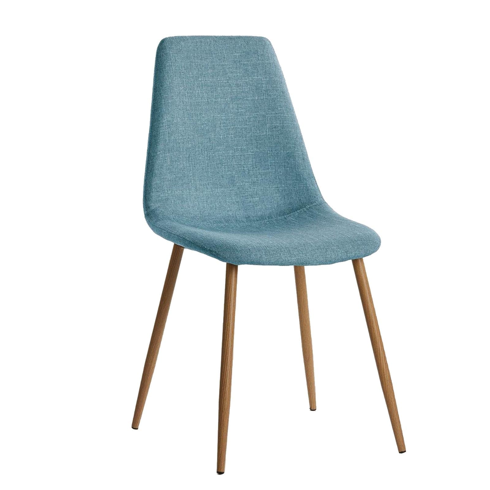 Sedia "Dama" in tessuto Celeste con gambe in metallo h 86 cm arredamento moderno - 3