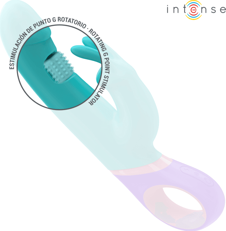 INTENSE - MONICA VIBRATORE RABBIT CON STIMOLATORE G-SPOT ROTANTE BLU in Massaggiatori elettrici manuali Desideria Shop - Latina, commercioVirtuoso.it