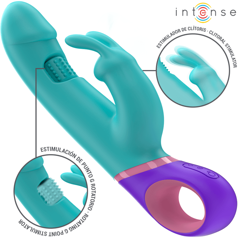 INTENSE - MONICA VIBRATORE RABBIT CON STIMOLATORE G-SPOT ROTANTE BLU in Massaggiatori elettrici manuali Desideria Shop - Latina, commercioVirtuoso.it