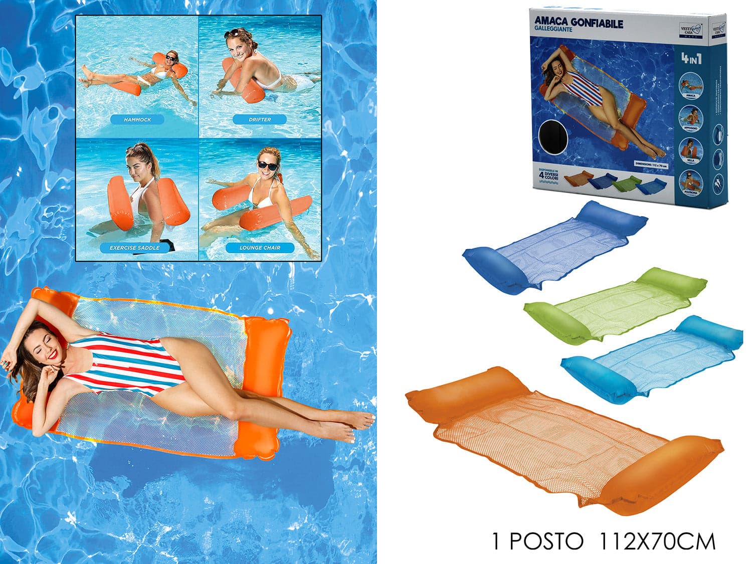 Amaca Gonfiabile Galleggiante 112X70CM 4 Assortimenti in Canotti e gonfiabili galleggianti Save The Money - Rimini, commercioVirtuoso.it