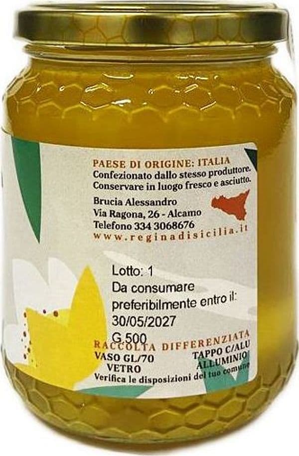Miele in Vasetto Sulla Di Ape Nere Miele Siciliano Grezzo Miele Puro Origine Sicilia in Barattolo Di Vetro 500g in Miele AlBio Sicily - Misilmeri, commercioVirtuoso.it