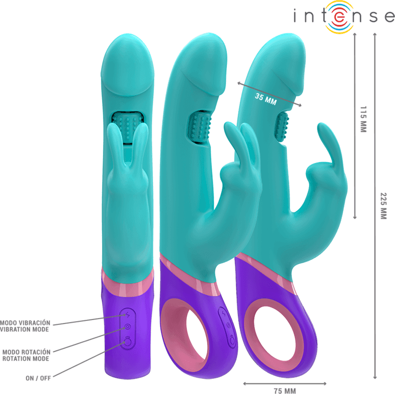INTENSE - MONICA VIBRATORE RABBIT CON STIMOLATORE G-SPOT ROTANTE BLU in Massaggiatori elettrici manuali Desideria Shop - Latina, commercioVirtuoso.it