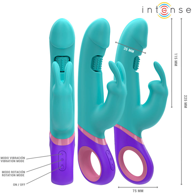 INTENSE - MONICA VIBRATORE RABBIT CON STIMOLATORE G-SPOT ROTANTE BLU in Massaggiatori elettrici manuali Desideria Shop - Latina, commercioVirtuoso.it