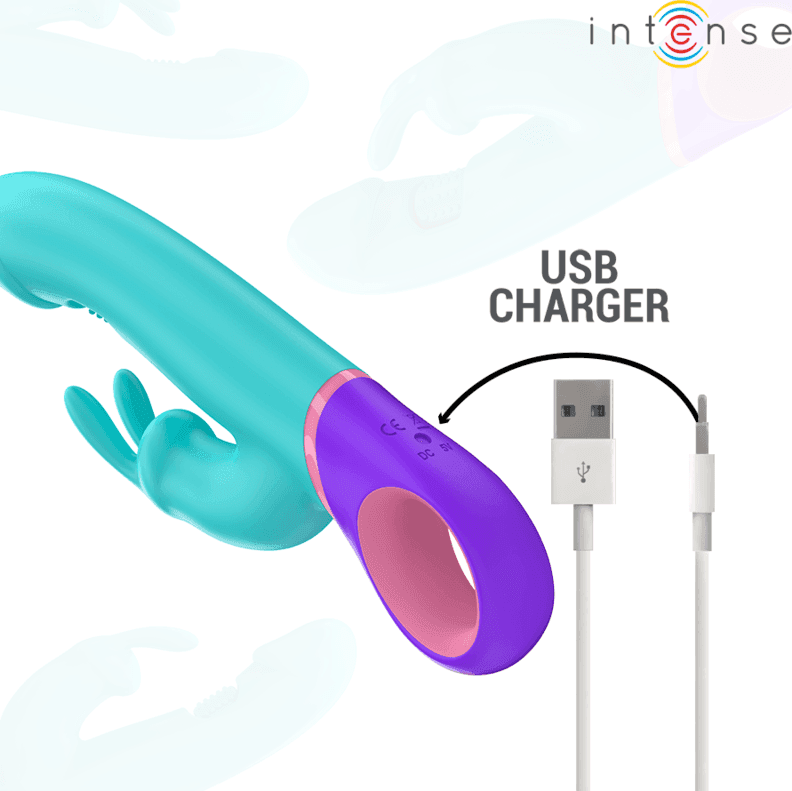 INTENSE - MONICA VIBRATORE RABBIT CON STIMOLATORE G-SPOT ROTANTE BLU in Massaggiatori elettrici manuali Desideria Shop - Latina, commercioVirtuoso.it