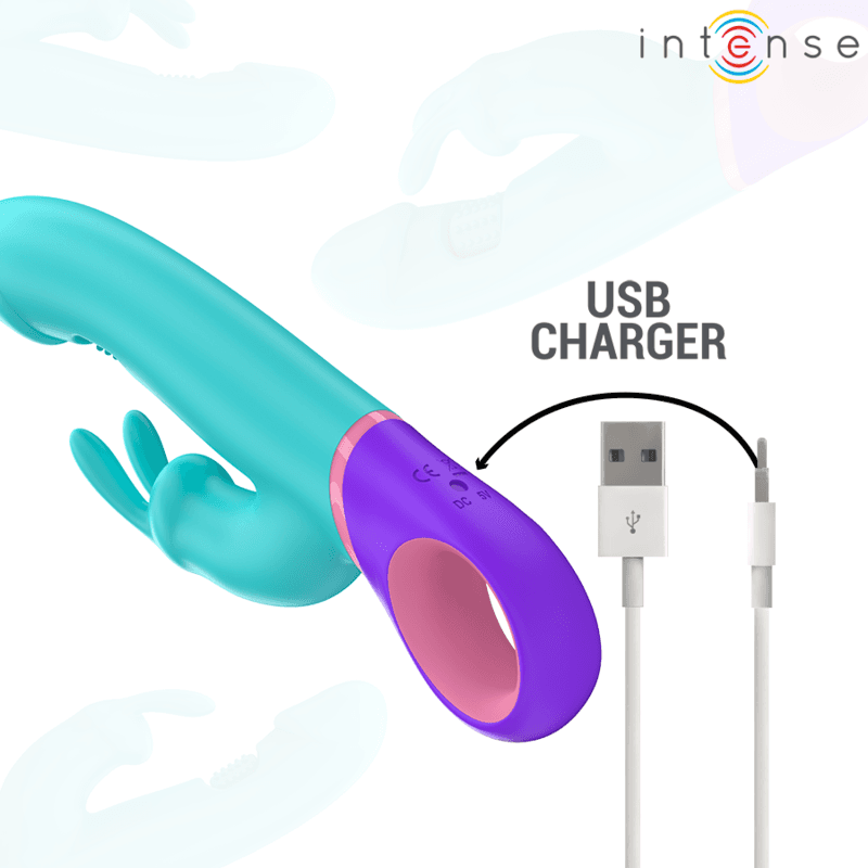 INTENSE - MONICA VIBRATORE RABBIT CON STIMOLATORE G-SPOT ROTANTE BLU in Massaggiatori elettrici manuali Desideria Shop - Latina, commercioVirtuoso.it