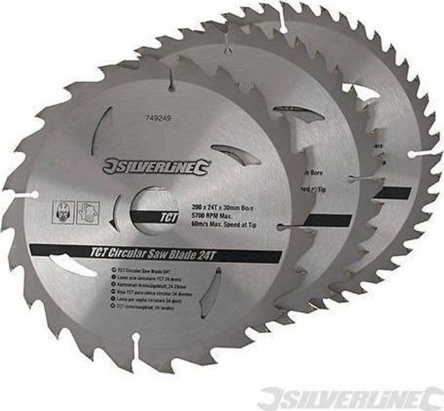 Lame per seghe circolari in TCT da 24, 40, 48 denti 3 pezzi Silverline in Lame per seghe da tavolo Eternal Brico - Ariano Irpino, commercioVirtuoso.it