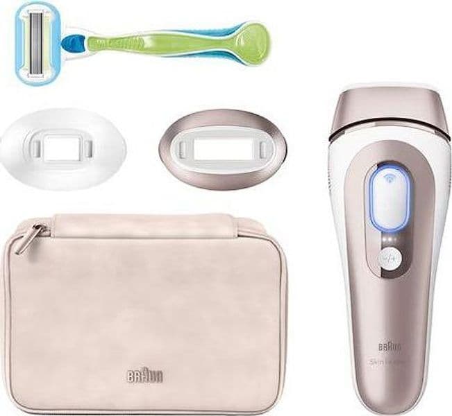 Braun epilatore luce pulsata smart skin i·expert, epilazione a casa tua, custodia, rasoio donna venus, 2 testine, pl7147