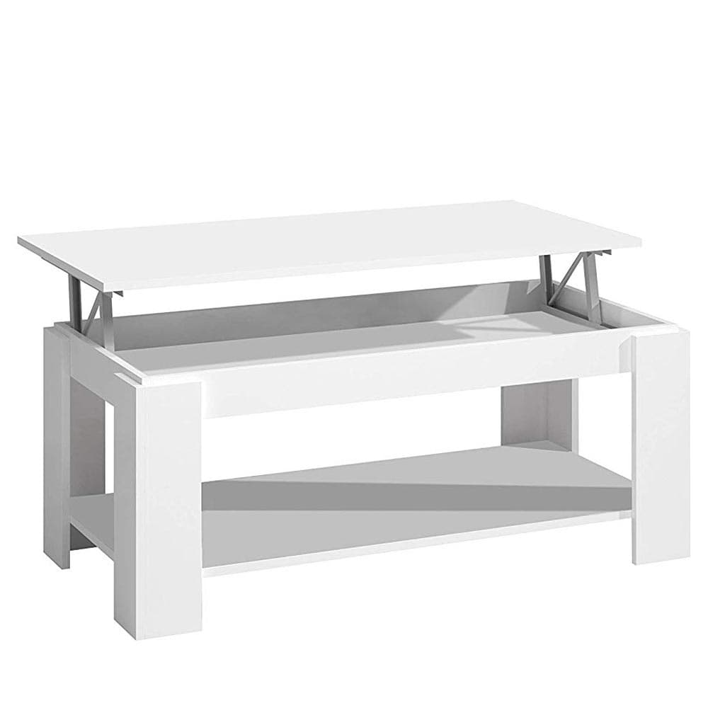 Tavolino Soggiorno Salotto Moderno con Rialzo Vano Contenitore Apribile Legno Bianco in Tavolini da caffè Danyx - Casoria, commercioVirtuoso.it